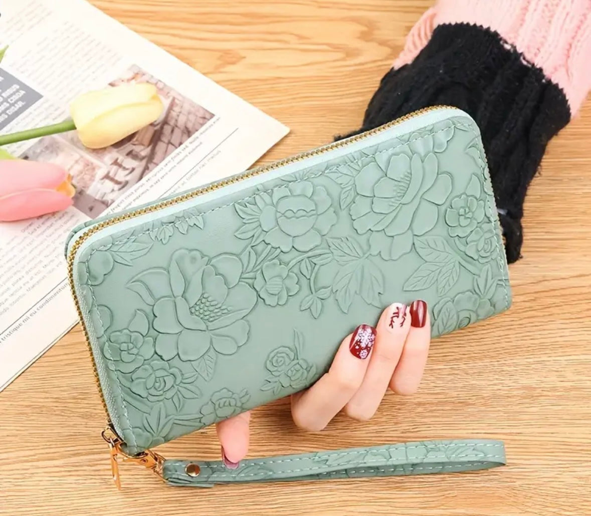 Vintage Flower Long Clutch Wallet