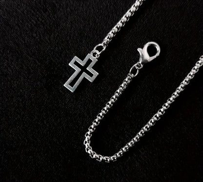 Stainless Steel Box Chain Cross Bracelet