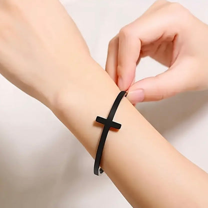 Elegant Minimalist Adjustable Stainless Steel Cross Bracelet