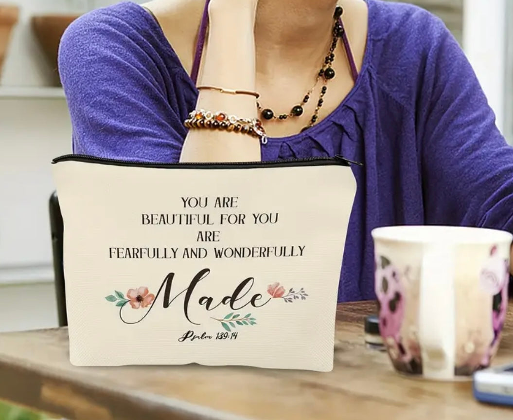 “Fearfully and Wonderfully Made” Canvas Accessory Bag