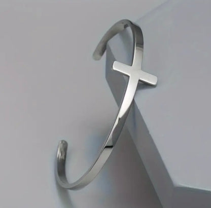 Elegant Minimalist Adjustable Stainless Steel Cross Bracelet