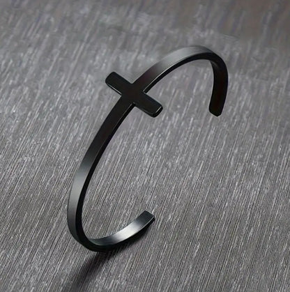 Elegant Minimalist Adjustable Stainless Steel Cross Bracelet