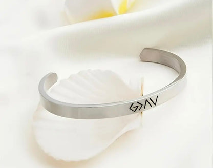 Stainless Steel “God Is Greater” Adjustable Cuff Bracelet