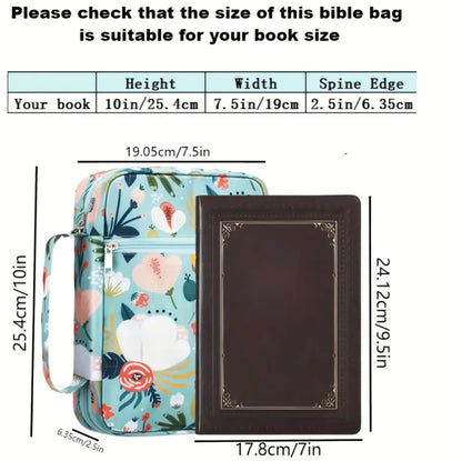 Aquamarine Floral Bible Case With Handle