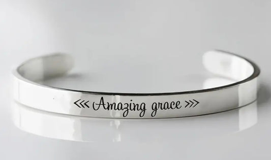 Stainless Steel “Amazing Grace” Adjustable Cuff Bracelet