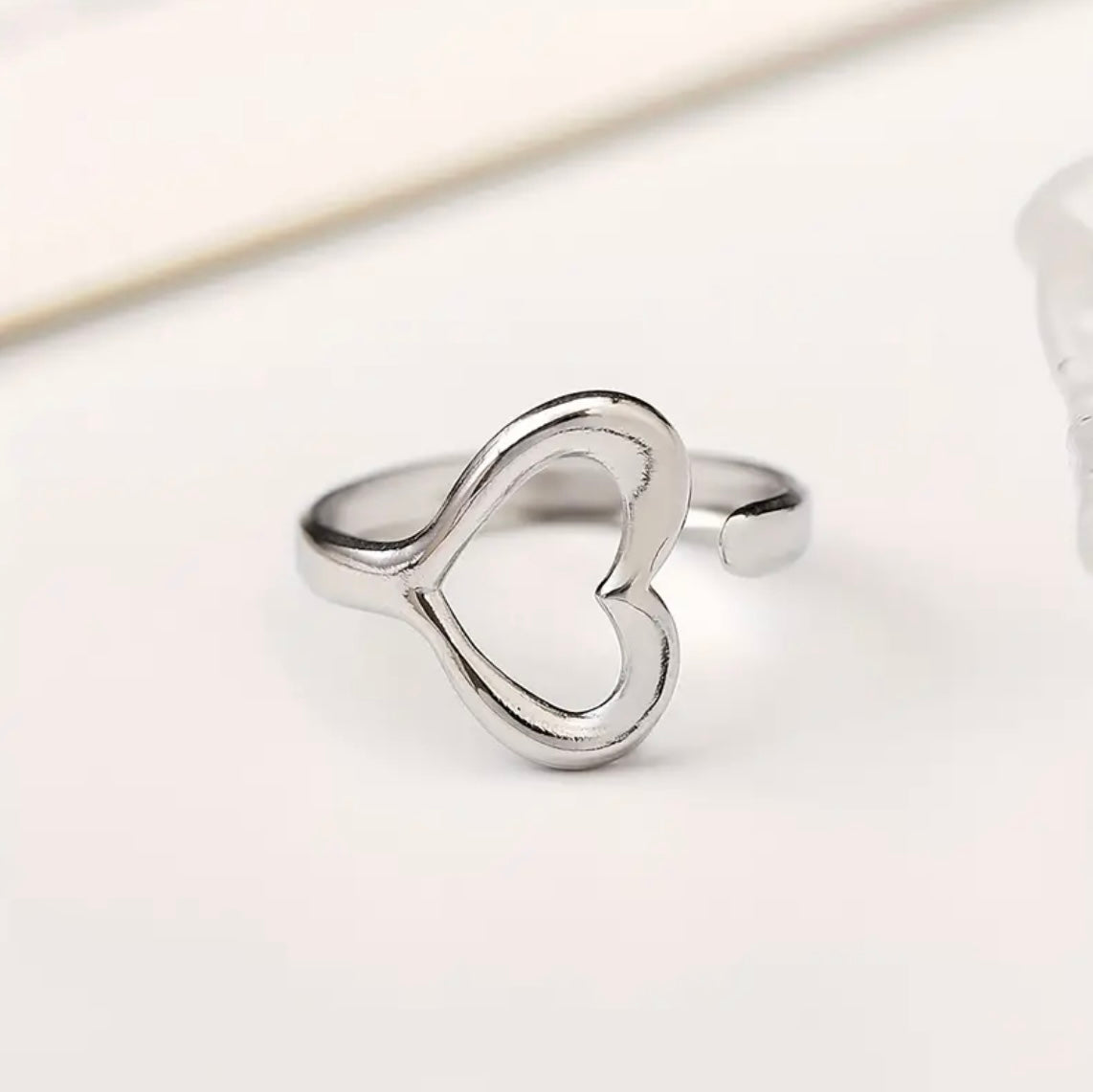 Stainless Steel Adjustable Heart Ring