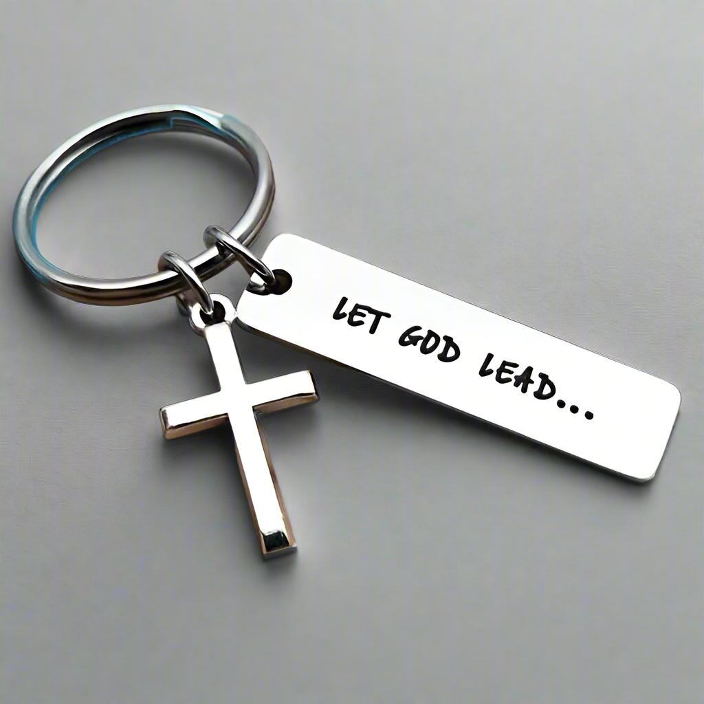 Let God Lead Cross Keychain