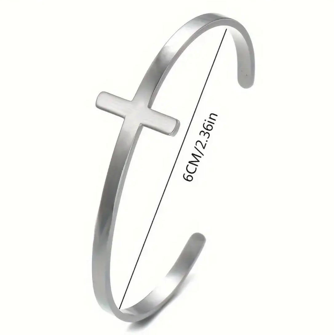 Elegant Minimalist Adjustable Stainless Steel Cross Bracelet