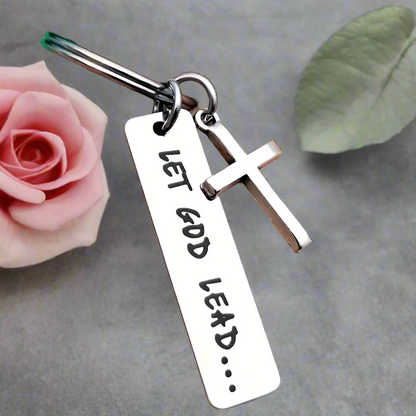 Let God Lead Cross Keychain