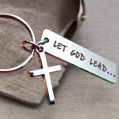 Let God Lead Cross Keychain