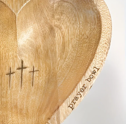 Wooden Heart Shaped Prayer Bowl with Prayer Cards