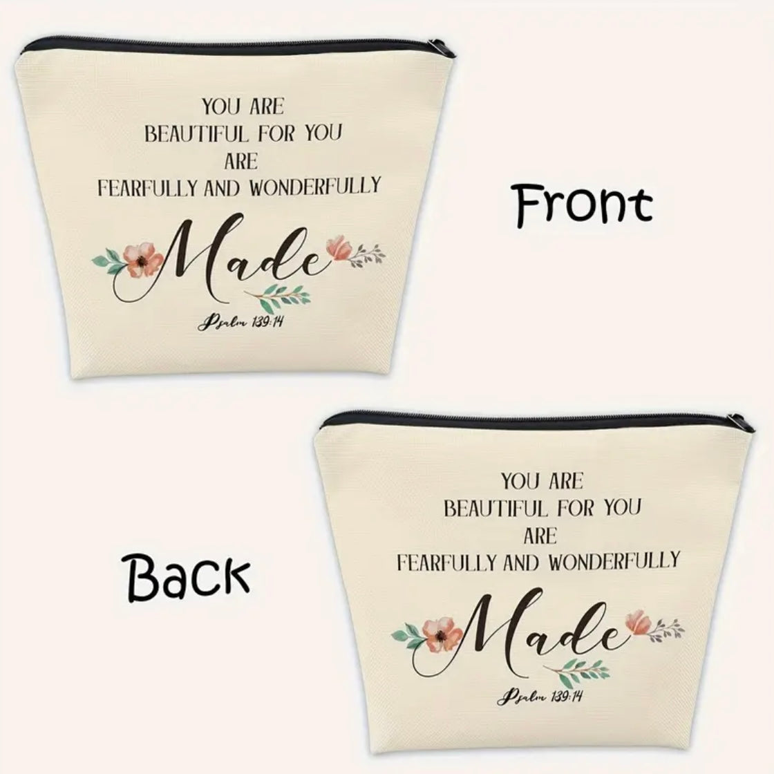 “Fearfully and Wonderfully Made” Canvas Accessory Bag