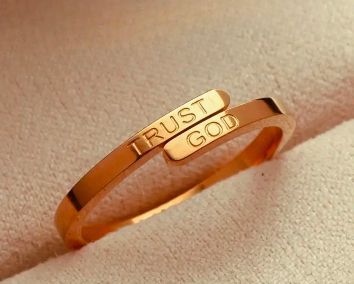 “Trust God” Stainless Steel Adjustable Ring