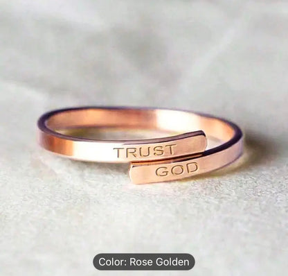 “Trust God” Stainless Steel Adjustable Ring