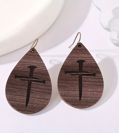 Nail Cross Drop Earrings