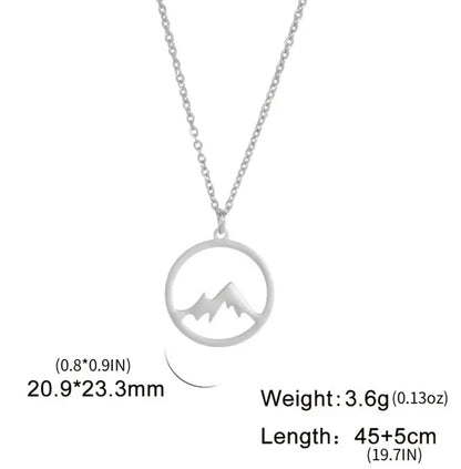 Stainless Steel Mountain Pendant Necklace