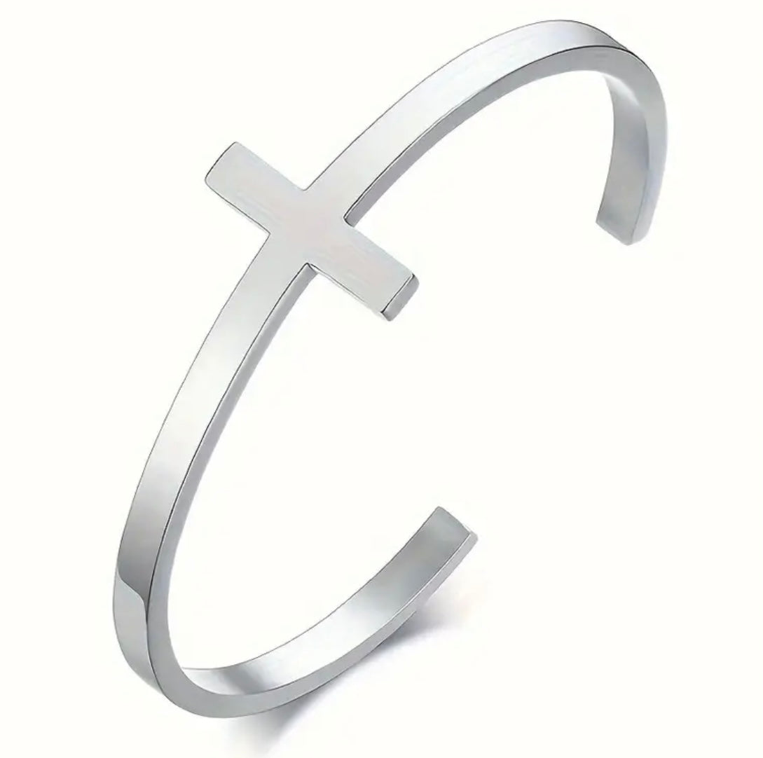 Elegant Minimalist Adjustable Stainless Steel Cross Bracelet