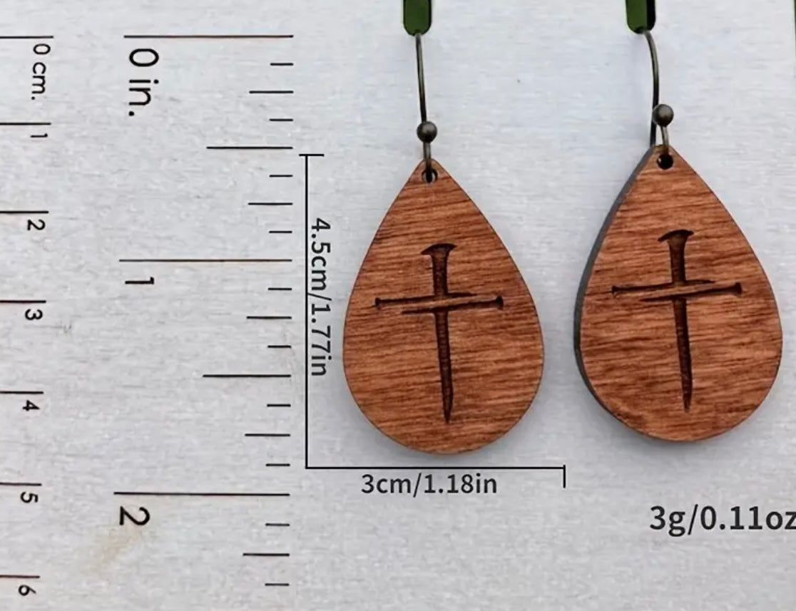 Nail Cross Drop Earrings