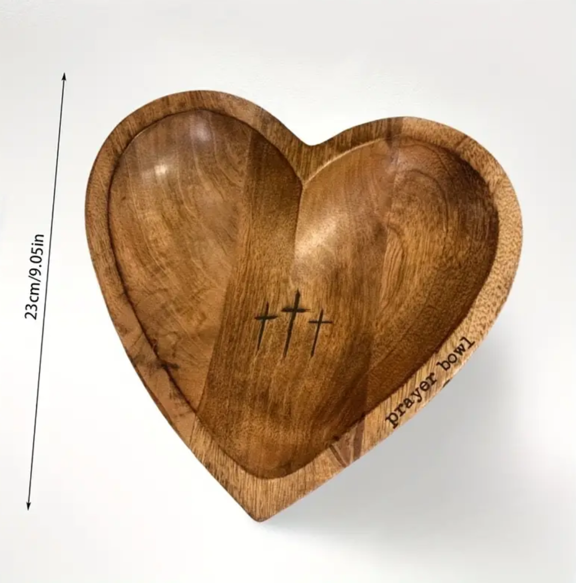 Wooden Heart Shaped Prayer Bowl with Prayer Cards