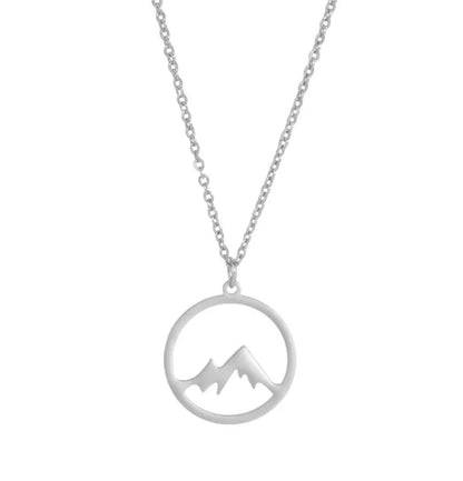 Stainless Steel Mountain Pendant Necklace