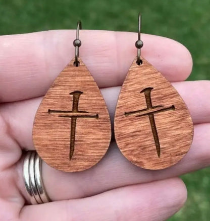 Nail Cross Drop Earrings