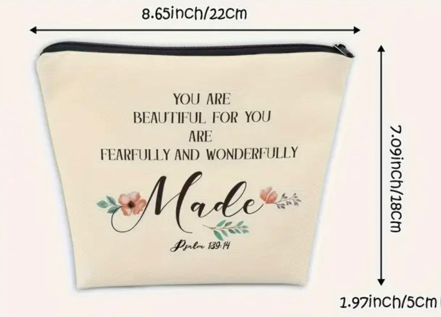 “Fearfully and Wonderfully Made” Canvas Accessory Bag