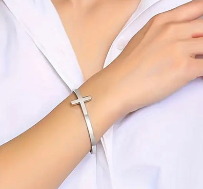 Elegant Minimalist Adjustable Stainless Steel Cross Bracelet