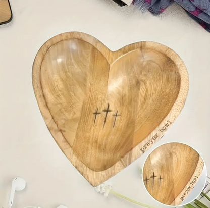 Wooden Heart Shaped Prayer Bowl with Prayer Cards