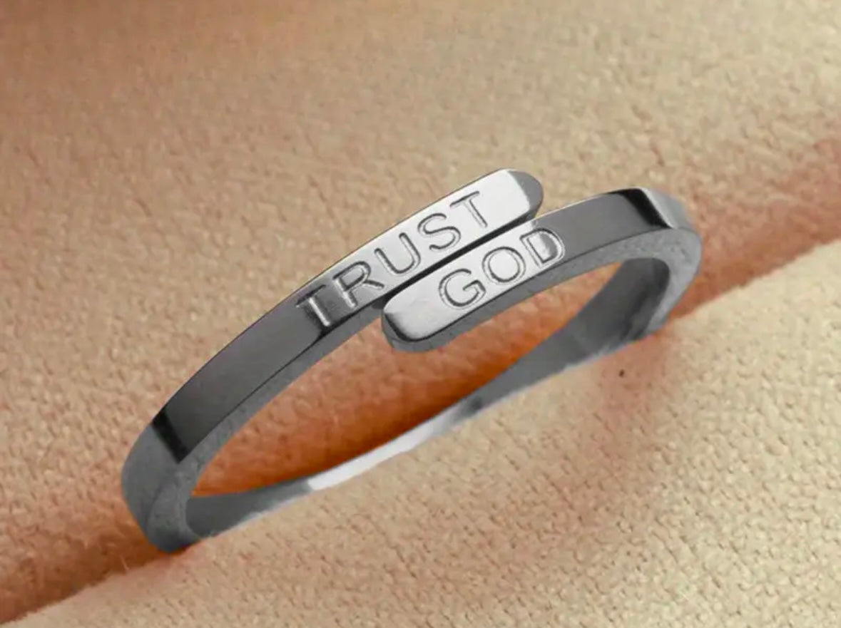 “Trust God” Stainless Steel Adjustable Ring