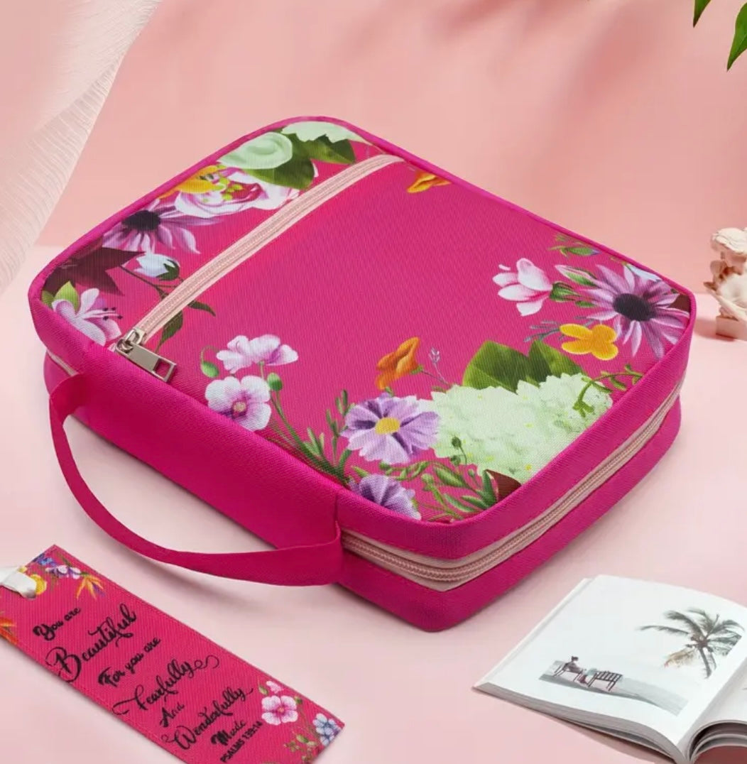 Pink Floral Psalms 139:14 Bible Case