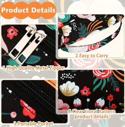 Black Floral Print Bible Case With Handle