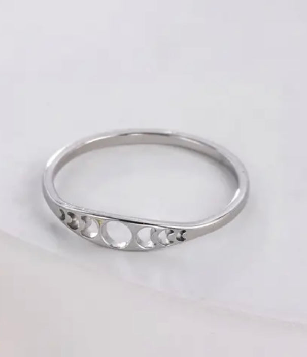 Stainless Steel Moon Phase Ring