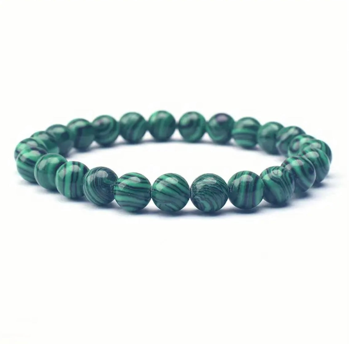 8mm Natural Malachite Stone Beads String Bracelet