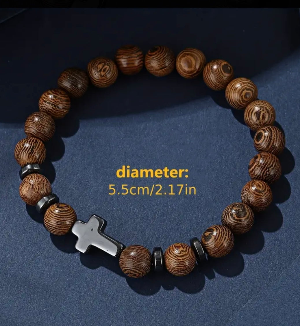 Tiger's Eye Cross Beaded Bracelet