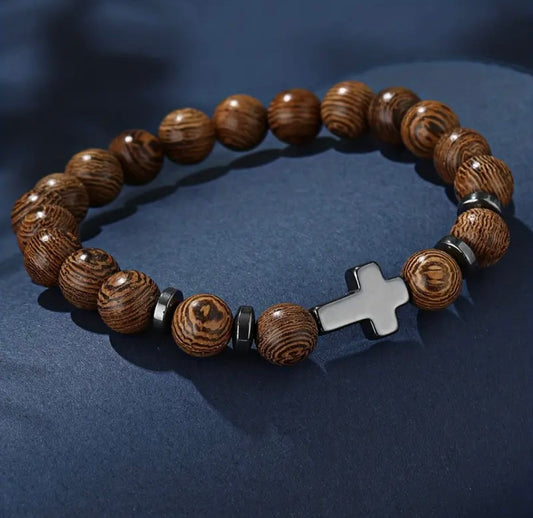 Tiger's Eye Cross Beaded Bracelet