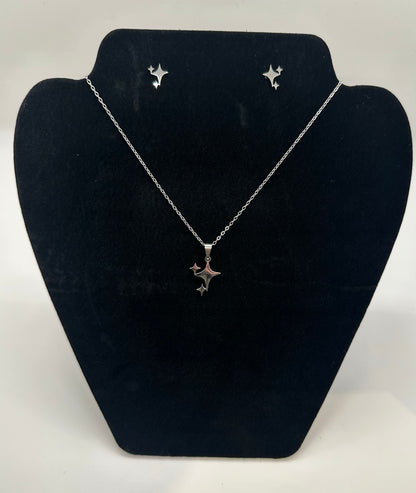 Stainless Steel Dancing Star Necklace and Earring Set