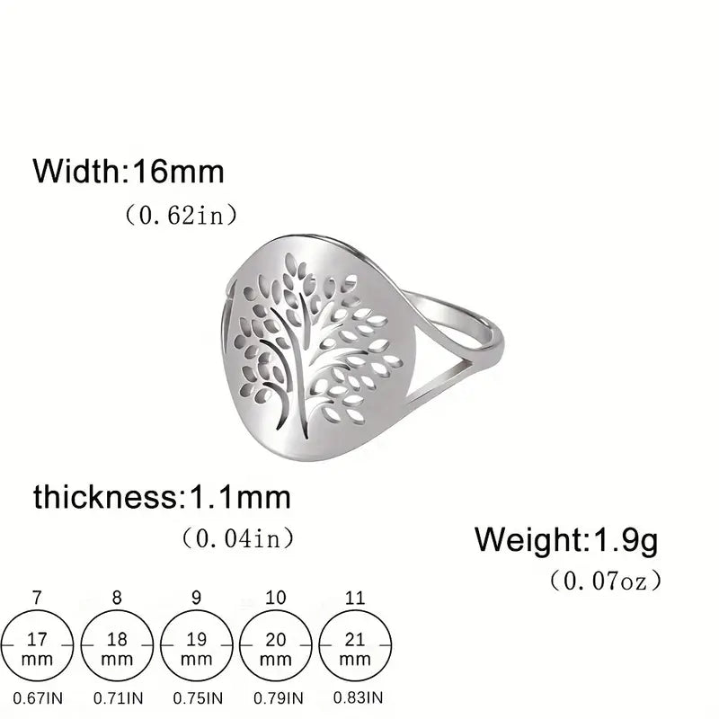 Stainless Steel Tree of Life Ring