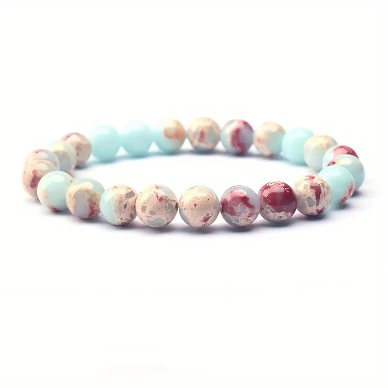 8mm Snakeskin Tone Stone Bead Bracelet