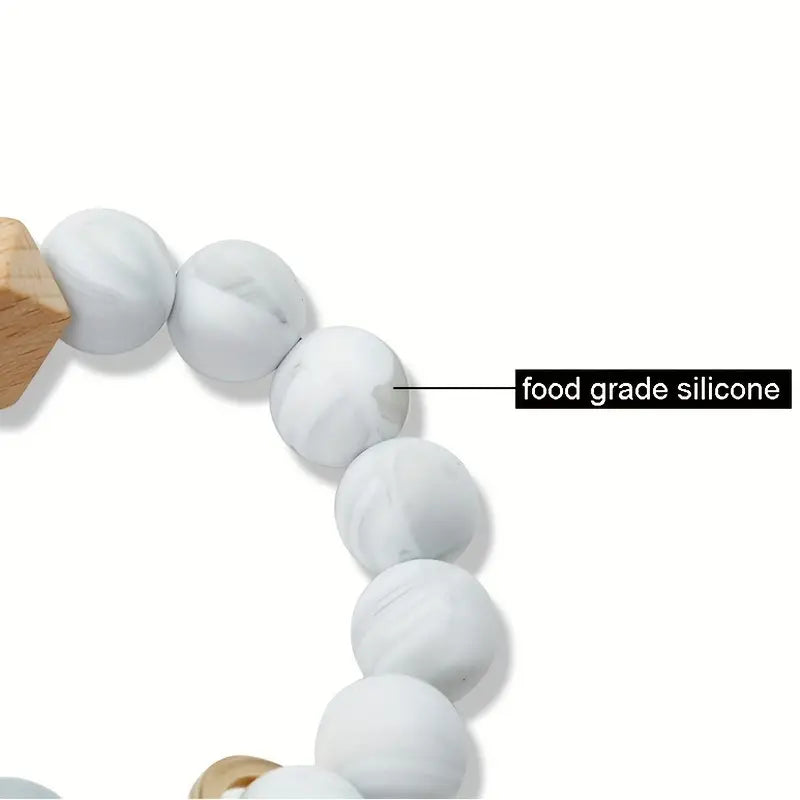 Peach Cute Creative Silicone Beaded Bracelet Keychain