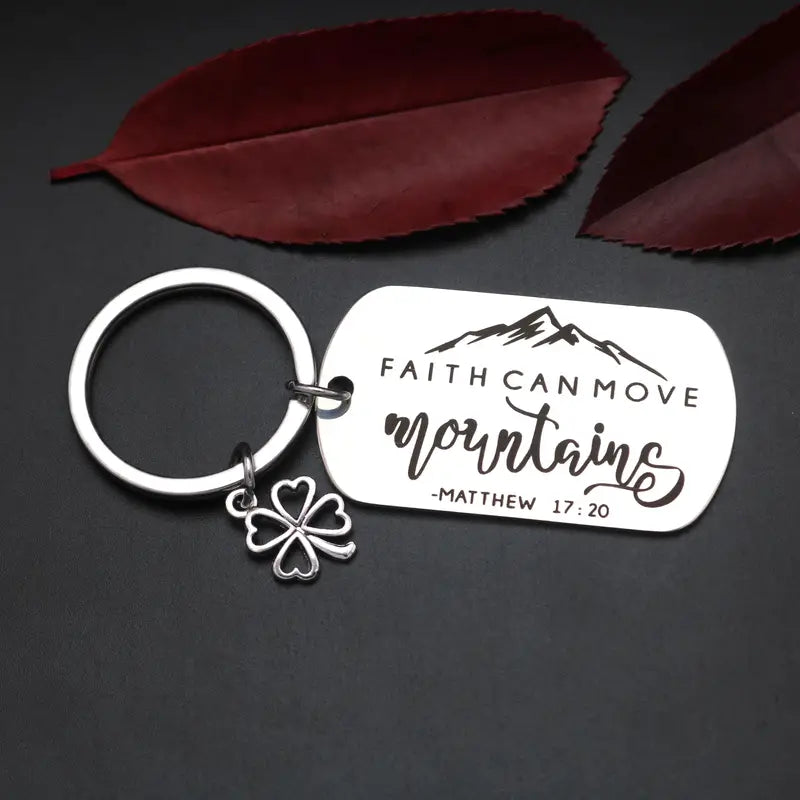 Faith Can Move Stainless Steel Pendant Keychain