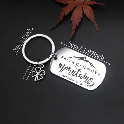 Faith Can Move Stainless Steel Pendant Keychain