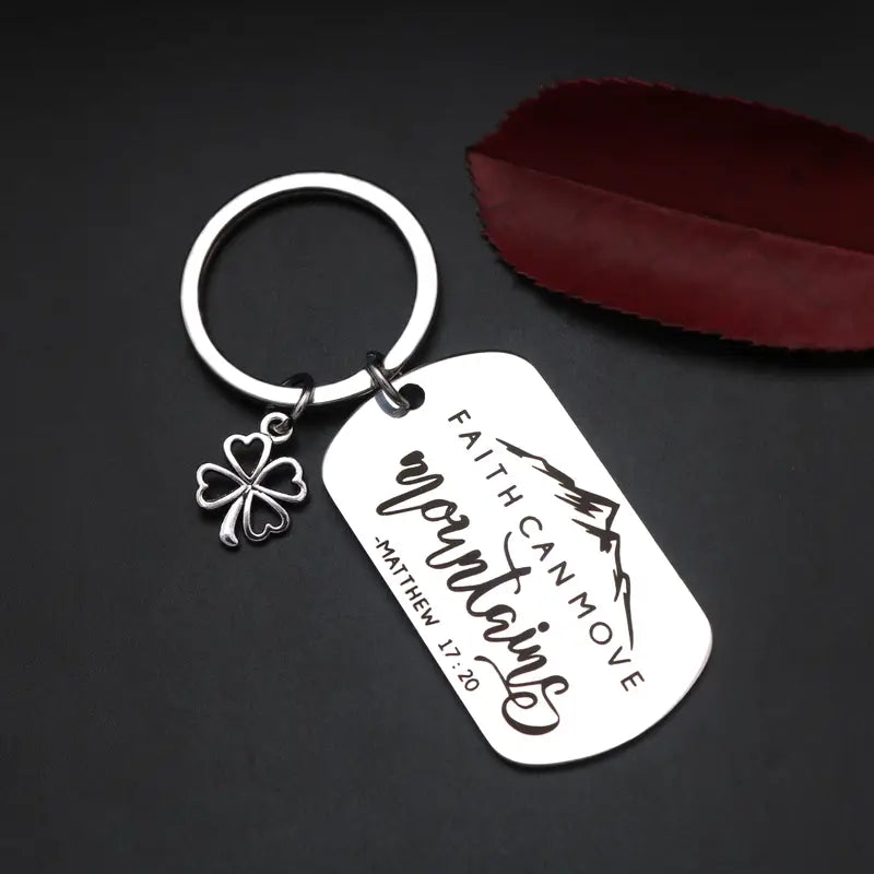 Faith Can Move Stainless Steel Pendant Keychain