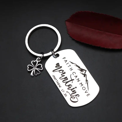 Faith Can Move Stainless Steel Pendant Keychain