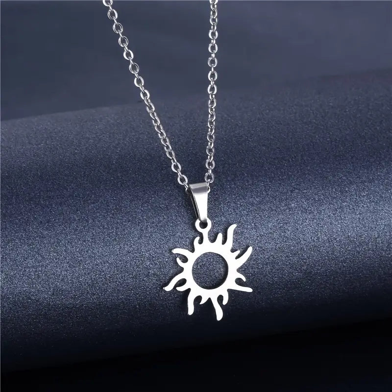 Stainless Steel Hollow Sun Necklace