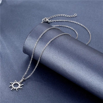 Stainless Steel Hollow Sun Necklace