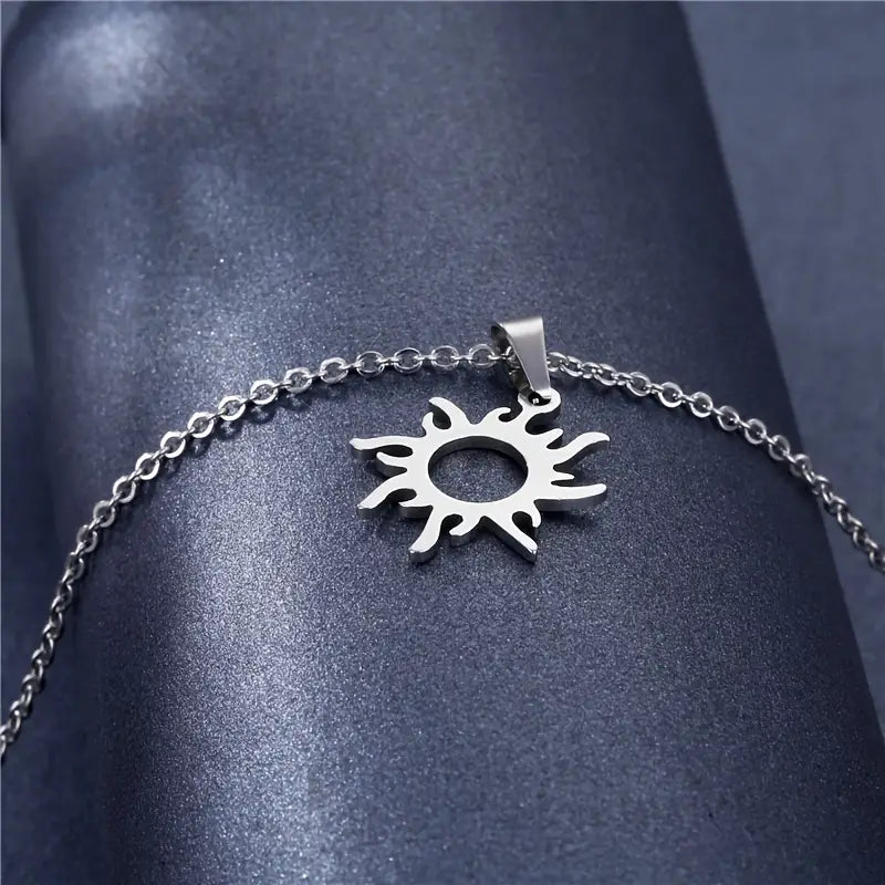 Stainless Steel Hollow Sun Necklace