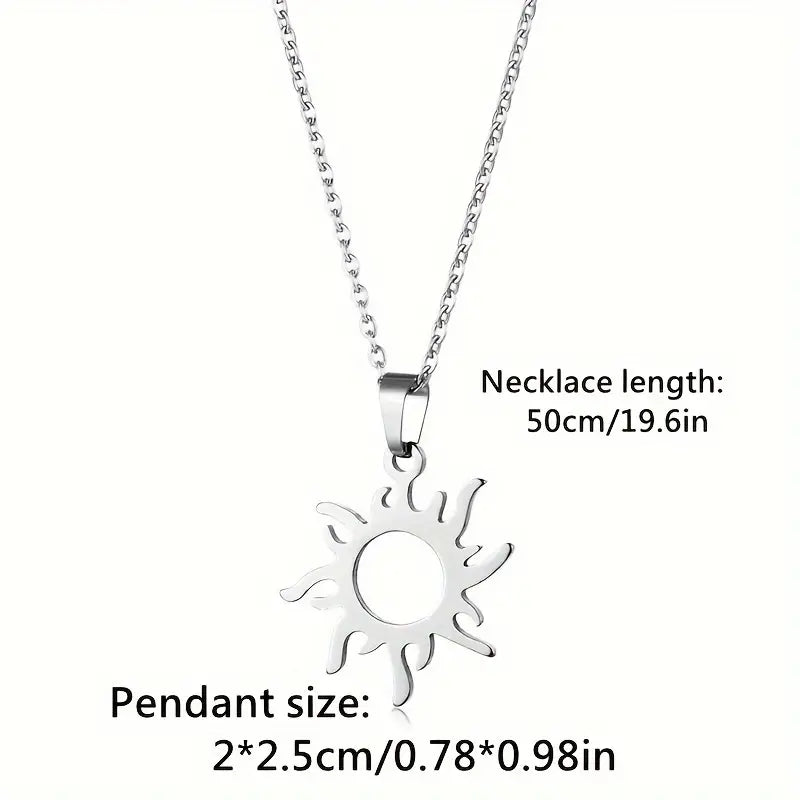 Stainless Steel Hollow Sun Necklace