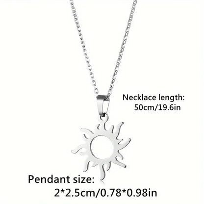 Stainless Steel Hollow Sun Necklace