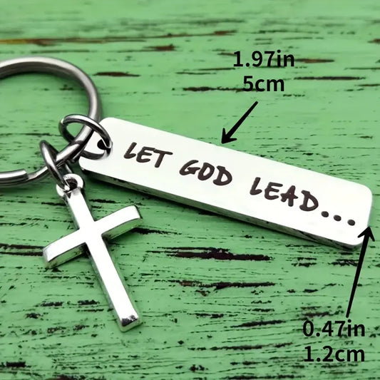 Let God Lead Cross Keychain