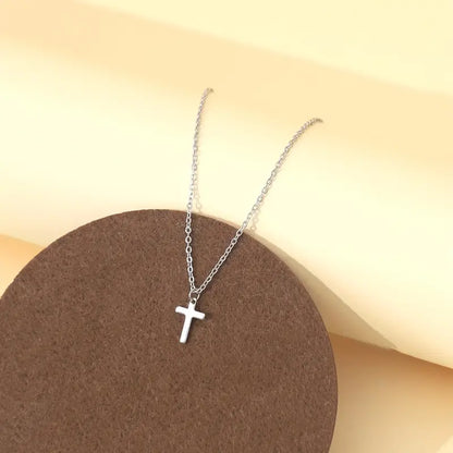 Cute Minimalist Stainless Steel Cross Necklace